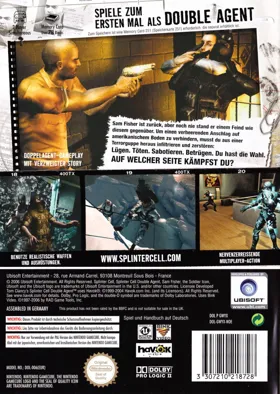 Tom Clancy's Splinter Cell - Double Agent (Disc 1) box cover back